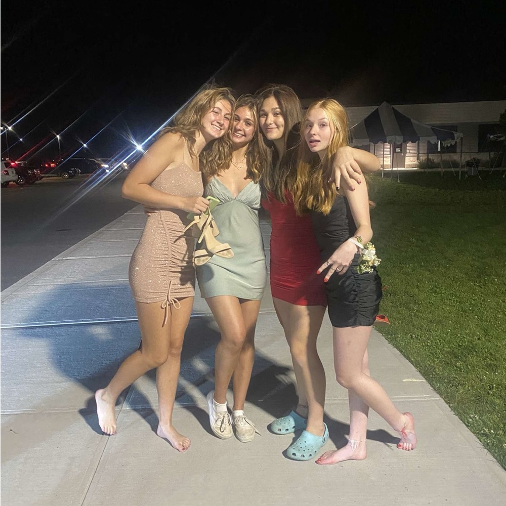 ( dress on far left ) Pink sparkly homecoming dress from Windsor